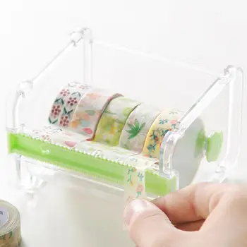 

Portable Transparent Adhesive Tape Dispenser Cutter Desk Washi Tape Holder Storage Box Organizer Office School Stationery Supply