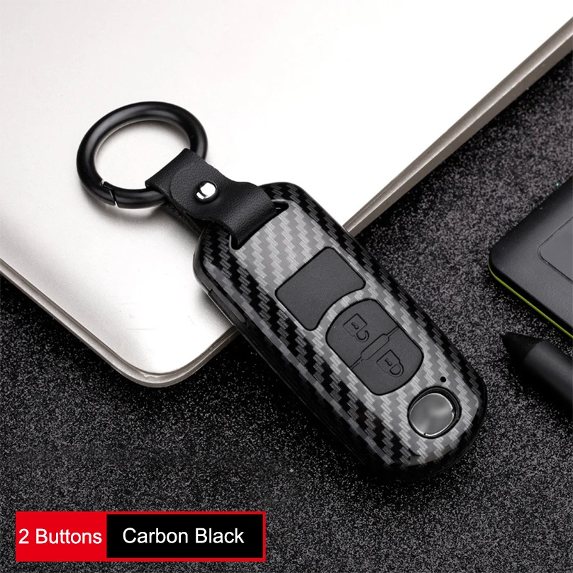 2Button Carbon Black Автомобильный Стайлинг ABS углеродное волокно Автомобильный Дистанционный смарт-ключ чехол Брелок для Mazda 3 Mazda 6 CX5 CX4 CX-5 CX-7 CX-9 Atenza - Название цвета: 2Button Carbon Black