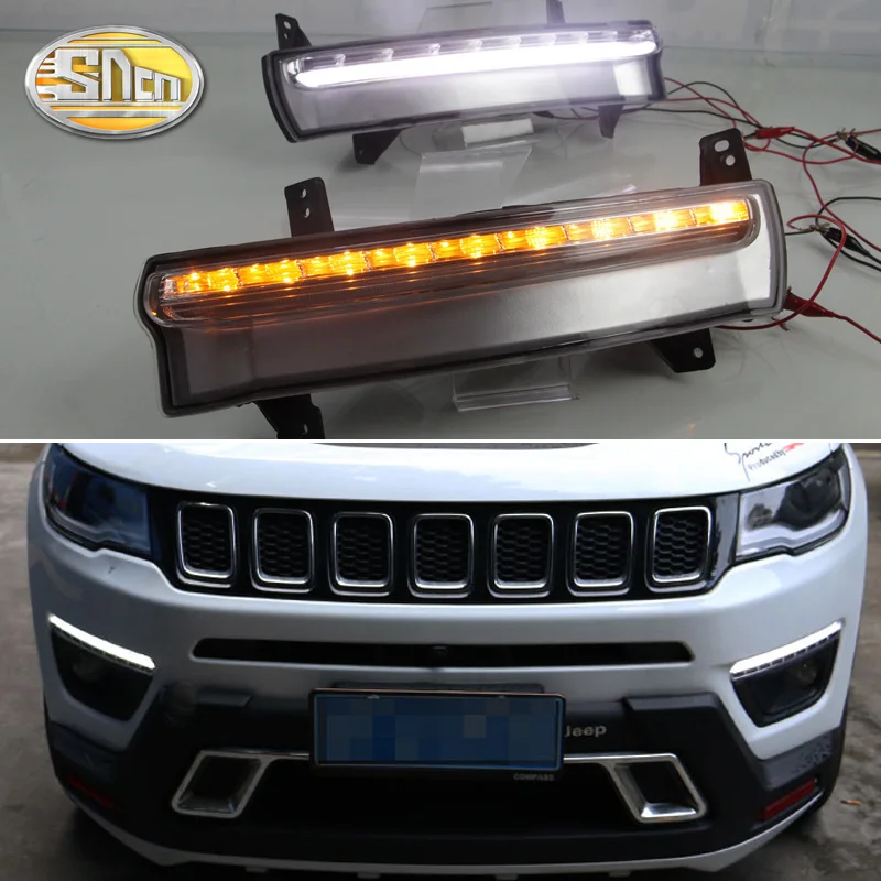 

Daytime running light For Jeep Compass 2017 2018 2019 dynamic yellow turn Signal Light style Relay 12V LED car DRL fog lamp