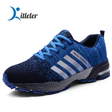 Respirável tênis de corrida dos homens de pouco peso antiderrapante conforto unisex jogging esporte sapatos de caminhada azul zapatillas siez 35-47