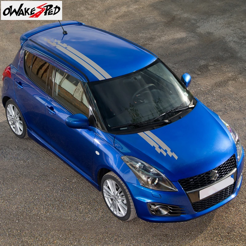 Для SUZUKI SWIFT Hood Stripe Decor Decal Auto Sport Cover Engine Roof Stickers Racing Styling Vinyl Stickers|Наклейки на