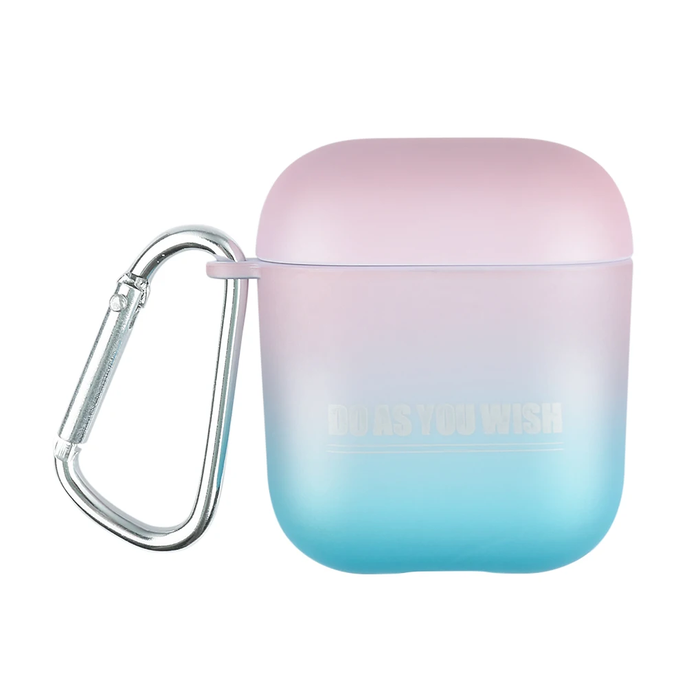 02 Градиентные цветные Чехлы для Airpods 1 2 Защитные беспроводные наушники Bluetooth чехол для Airpods 1 2 зарядная Коробка Чехол с крюком - Цвет: 02