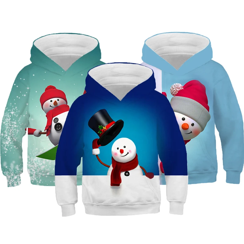 

Spring Snowman Hoodies Sweatshirt For Boys And Girls 4-14 Years Cute Cartoon Kids Clothes New Year Children Birthday Present