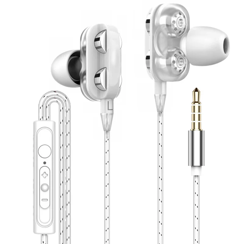 

Stereo Headset Wired Earphones Dual Drive Sports with Mic Volume Control 3.5mm Jack Earbud for PC Phone MP3 Game Music Headphone