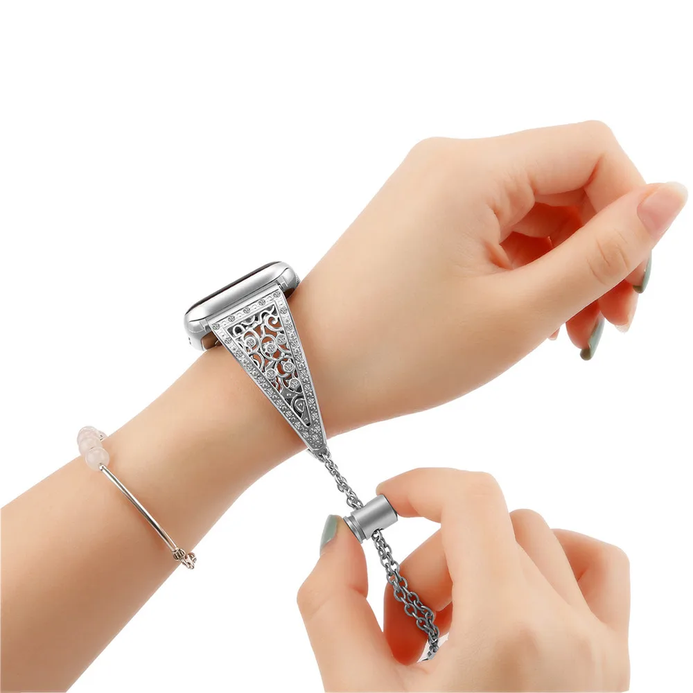 Essidi Премиум ремешок для часов Apple Watch Series 4 3 2 1 умный Браслет полый ремешок для iwatch из нержавеющей стали 1 2 3 4