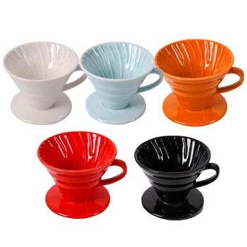 

Ceramic Coffee Dripper Engine V60 Style Coffee Drip Filter Cup Permanent Pour Over Coffee Maker with Separate Stand for 1-4 Cups