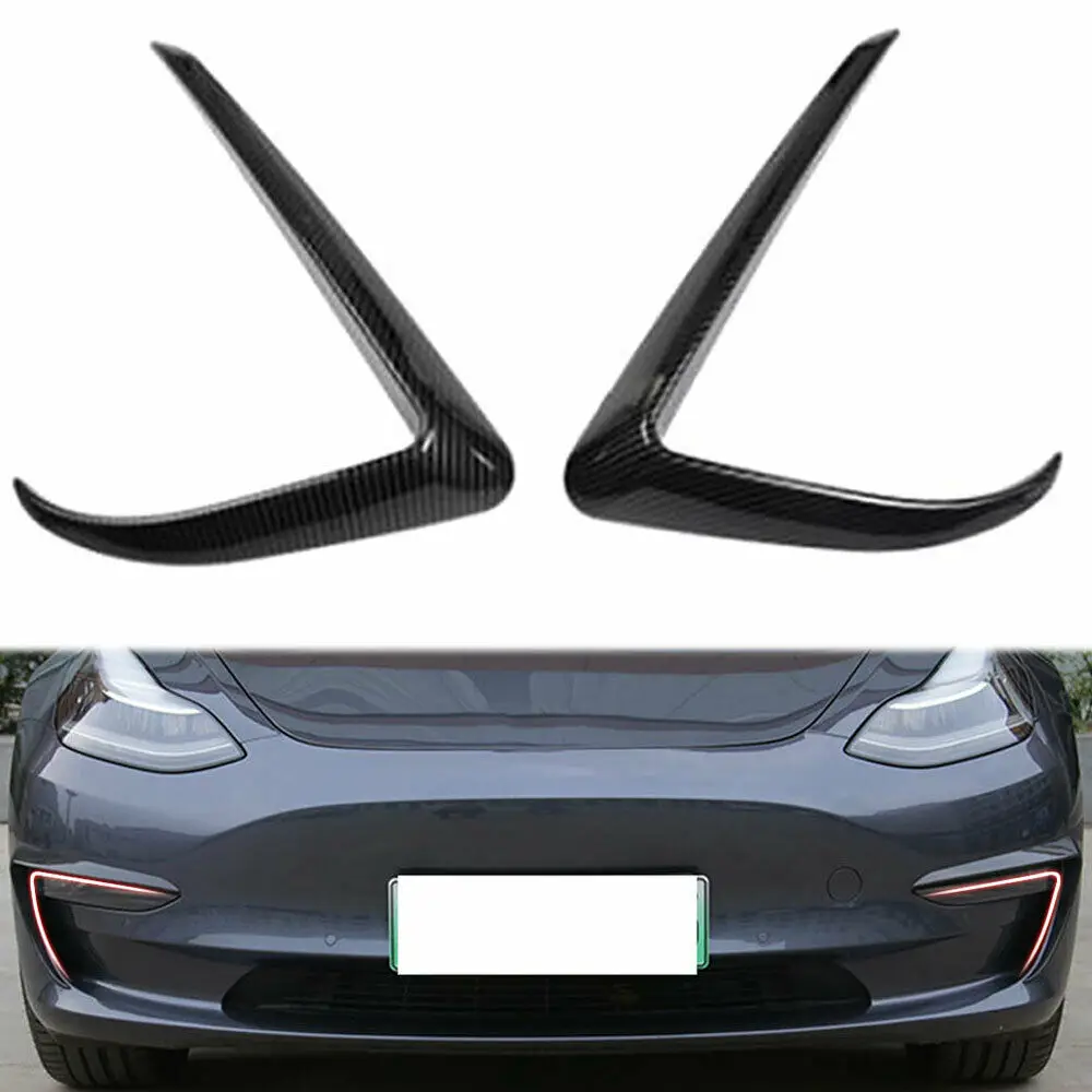BBQ@ FUKA внешний автомобильный Стайлинг для Tesla модель 3- углеродное волокно, автомобильный передний противотуманный светильник, лампа для бровей, защитная накладка