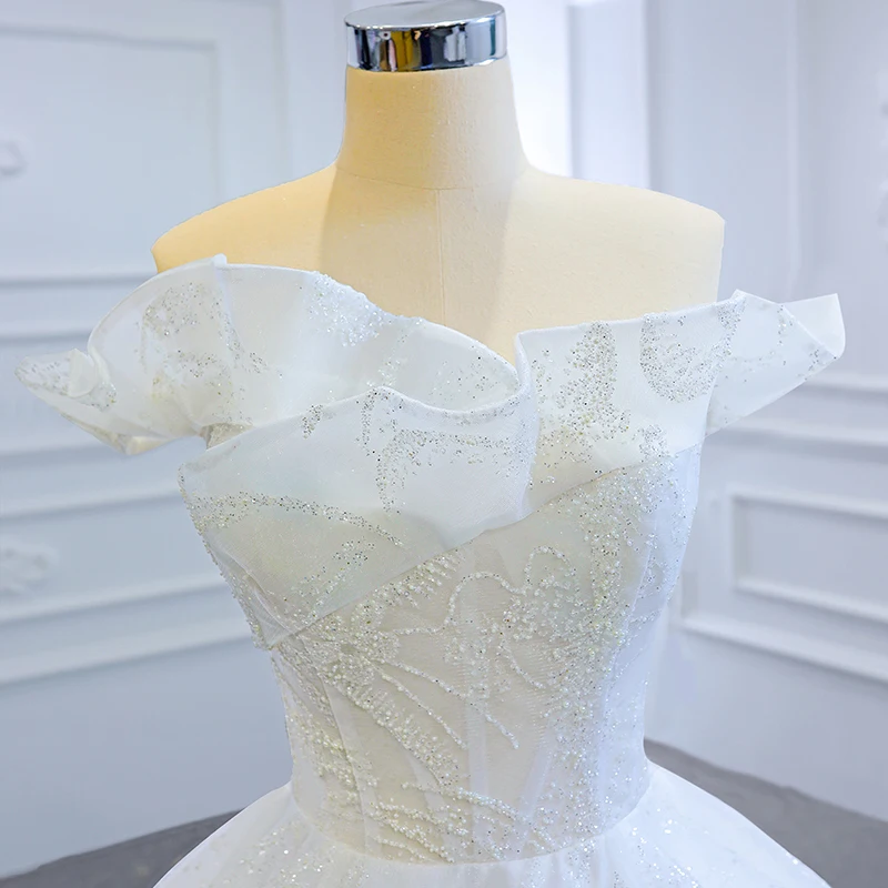J67170 JANCEMBER White Wedding Dress 2020 Strapless Ruffle Sleeveless Beaded Vestido Branco Vestido De Noiva 2020 платье белое 5