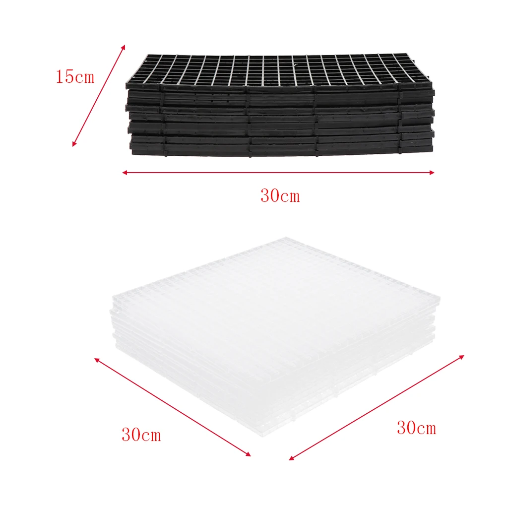 10 Pcs Grid Divider Tray Isolate Board Fish Tank Bottom Filter Tray Aquarium, 2 Colors and Sizes to Choose