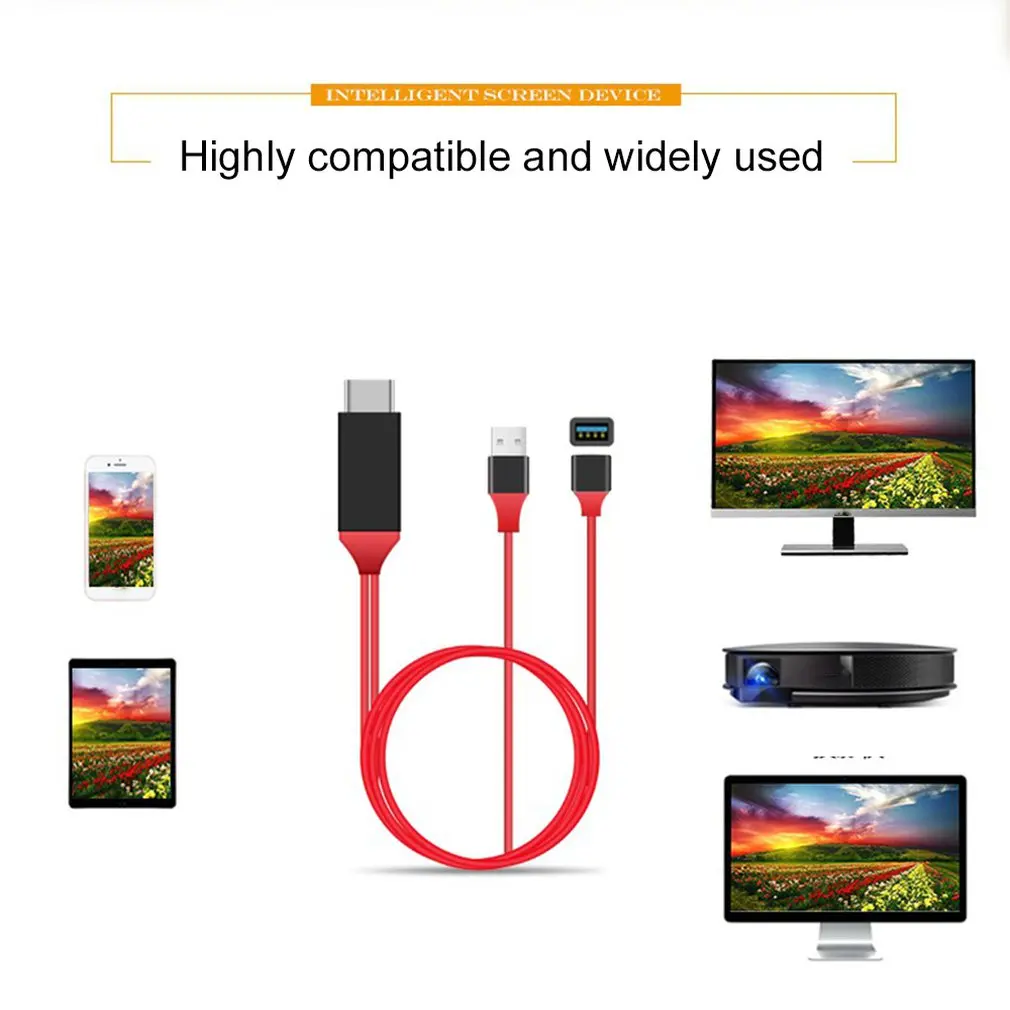 HDMI кабель для iPhone 7 8 X iPad Экран AV к ТВ адаптер 1080p USB зарядное устройство Кабель-адаптер 1 метр