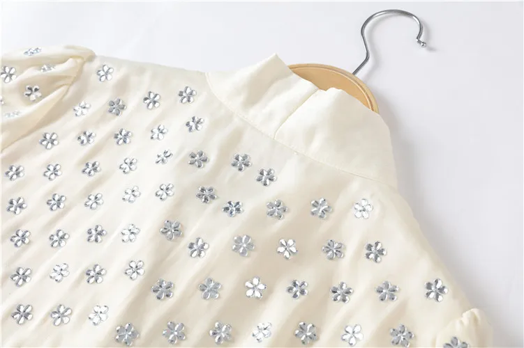 Ruanway модный бренд осень зима Аппликации Длинные фонари рукава Свободный бант шеи шифоновое платье женские мини платья