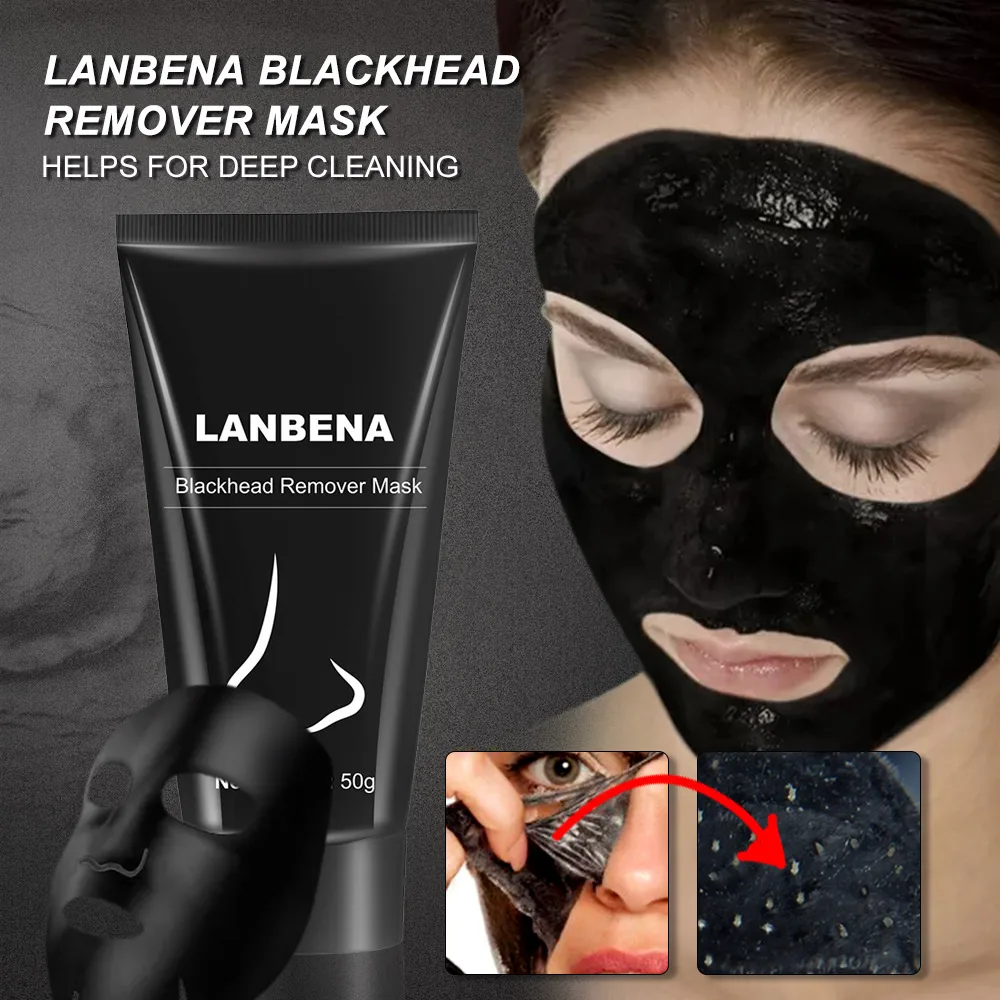 LANBENA, маска для удаления черных точек, отшелушивающая от носа, черная маска, лечение акне, глубокое очищение примесей, Минеральная грязевая маска, уход за лицом