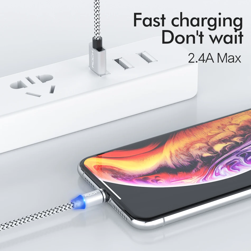 Магнитный кабель ROCK, Micro usb type-C кабель для iPhone 11, samsung ...