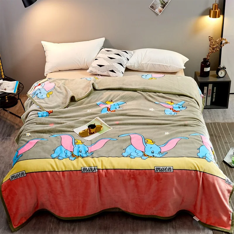 Good qualty Cartoon Dumbo blanket High Density Super Flannel Blanket to on for the sofa/Bed/Car Portable Plaids Modern pattern