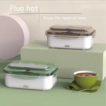 

220V Electric Lunch Box Car Office Water-Free Heating Insulation 304 Stainless Steel Portable Lunch Box With Lunch Box