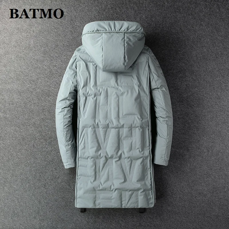 BATMO 90% белые куртки с капюшоном на утином пуху для мужчин, Новое поступление, зимние мужские Длинные пуховики с капюшоном, теплое пальто 18011