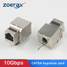 Zoerax cat6a snap-in blindado keystone jack, rj45 cat 6a ethernet módulo thunder-proof acopladores em linha