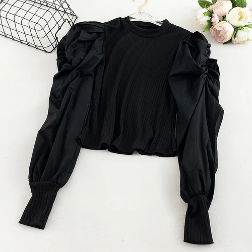 pur black Женский пуловер Neploe из двух частей, трикотажный пуловер с длинным рукавом, вязаный Топ в стиле пэчворк, корейский Тонкий осенне-зимний пуловер для женщин 56737 - Цвет: pur black