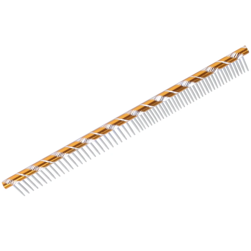 Promotion! Pet Dog Cat Metal Double Row Teeth Grooming Hair Comb Brush Fur Rake Tool Gold