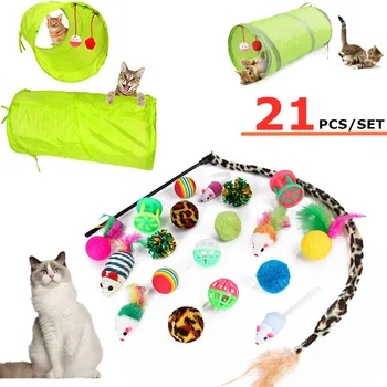 

21 Pack of Cat Toys, Provides Unlimited Fun for Your Kitten, Including Cat Feather,Mice, Teaser,Catnip Fish, Balls Bells for Cat