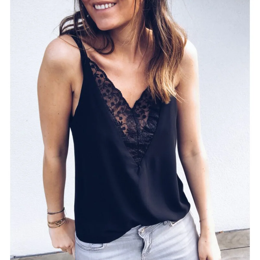 Ceny 2020 moda damska lato swobodna koronka Top seksowna kamizelka moda koszulka bez rękawów koszulka New Arrival