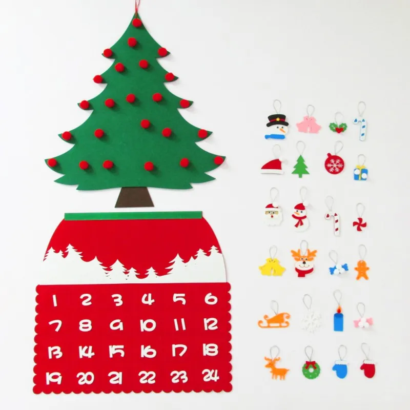 DIY Calendar Countdown Christmas Tree New Year Gifts Kids Toys Artificial Tree Wall Hanging Ornaments Christmas Decoration