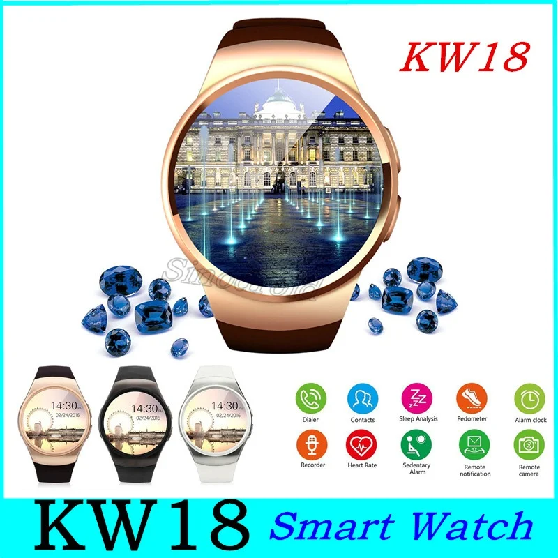 5 шт./лот KW18 Bluetooth Смарт часы полный экран Поддержка SIM TF карты Smartwatch телефонный звонок сердечного ритма HD ips наручные часы
