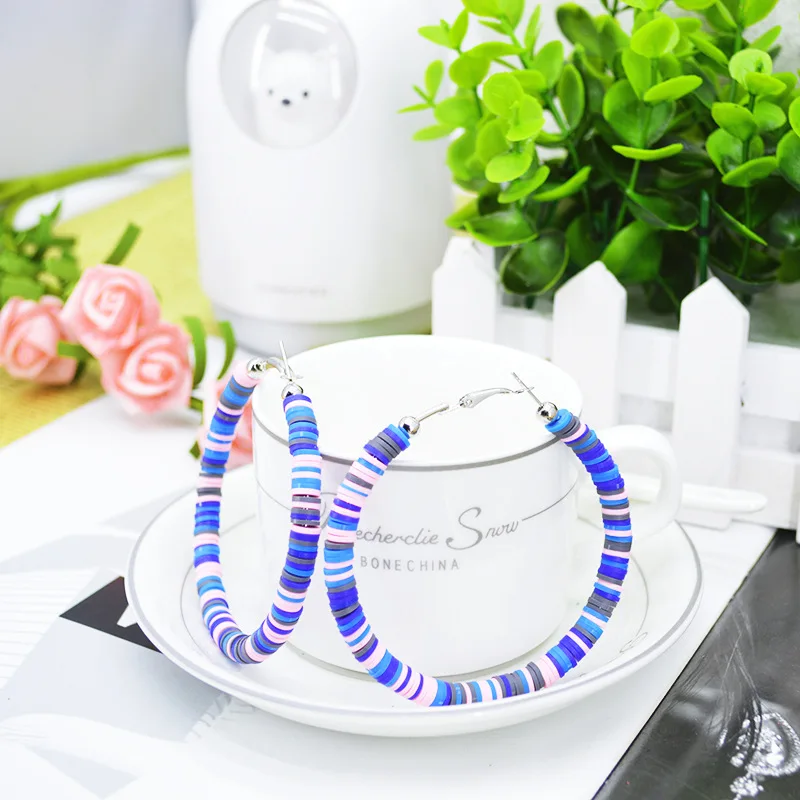 Европейские и американские богемные простые серьги диаметром 7 5 см Разноцветные