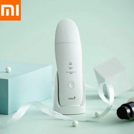  New Xiaomi Wellskins Ultrasonic Facial Skin Scrubber Deep Face Cleaning Blackhead Remove Rechargeab