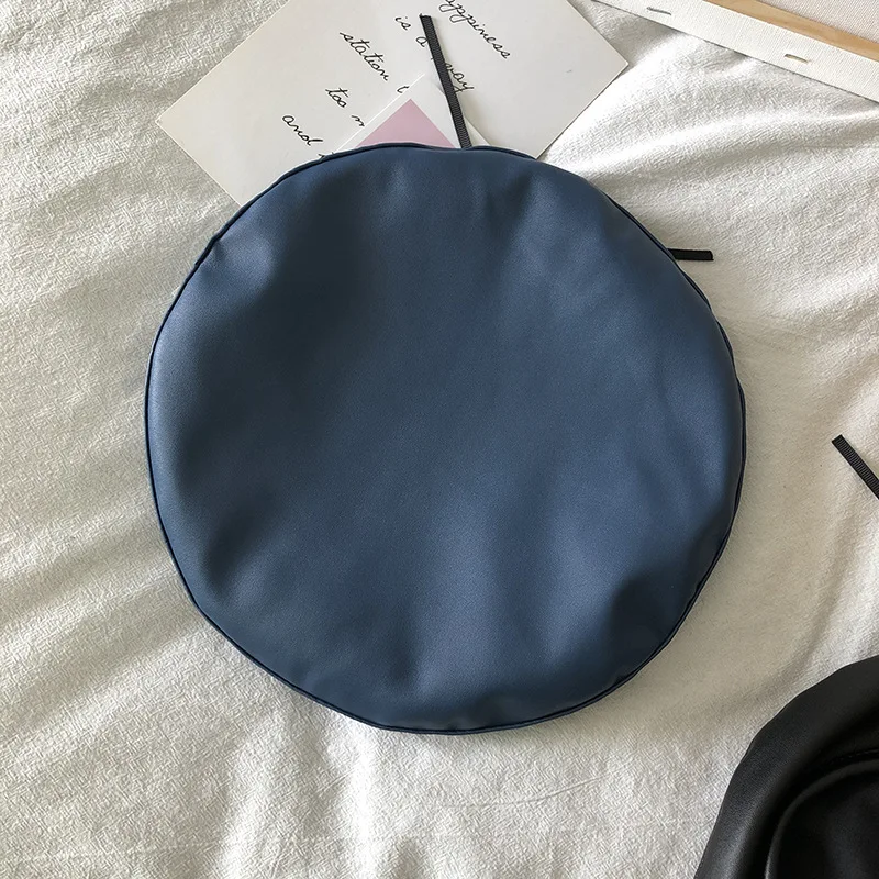 autumn and winter new beret female Korean version of the solid color wild painter hat - Color: Blue