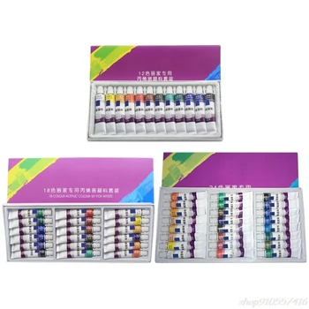 

12/18/24 Colors 12ML Tube Acrylic Paint set Art Painting Drawing Tools For Kids DIY Water-resistant O02 20 Dropshipping