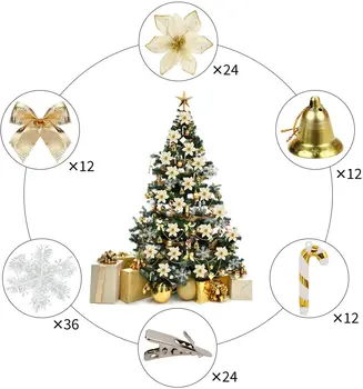 

120 PCS/Set Christmas Tree Handmade Decorative Flowers Bells Snowflake Crutch Christmas Pendant Wholesales