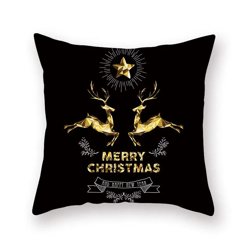 Black & Gold Christmas Cushion Covers