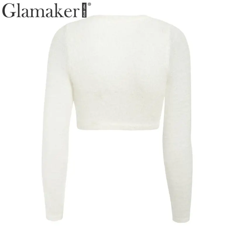 Glamaker, теплый укороченный топ с белыми пуговицами, Женская Базовая модная уличная одежда, короткий топ, Осенний женский сексуальный тонкий клубный Топ, вечерние топы