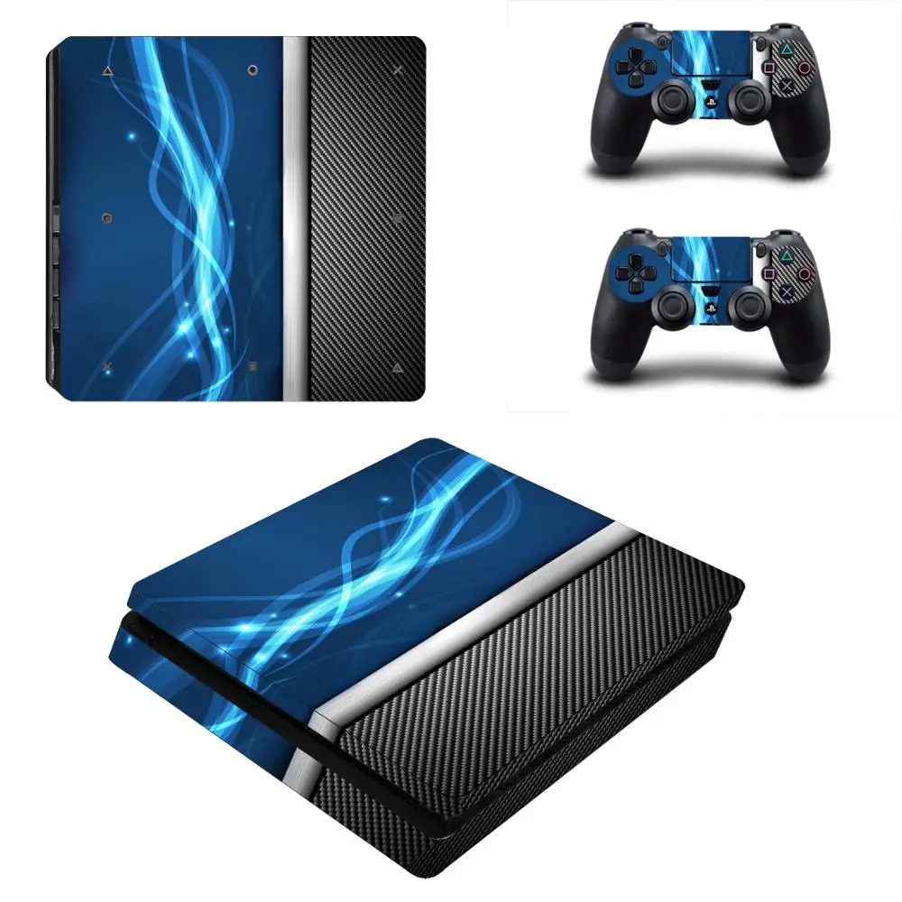 Синие серебристые золотые металлические наклейки для PS4 Slim Skin виниловые консоли