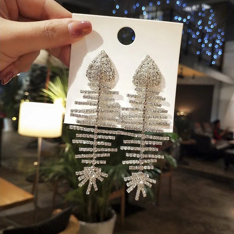Корея Горячие Модные ювелирные изделия индивидуальный дизайн преувеличенный роскошный свинцовый хрусталь серьги-рыбки для женщин подарок