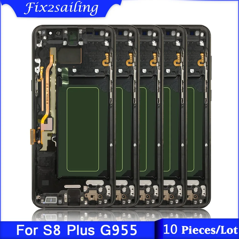 10 шт./лот Super AMOLED для Samsung Galaxy S8 Plus G955 G955F ЖК-дисплей сенсорный экран с рамкой