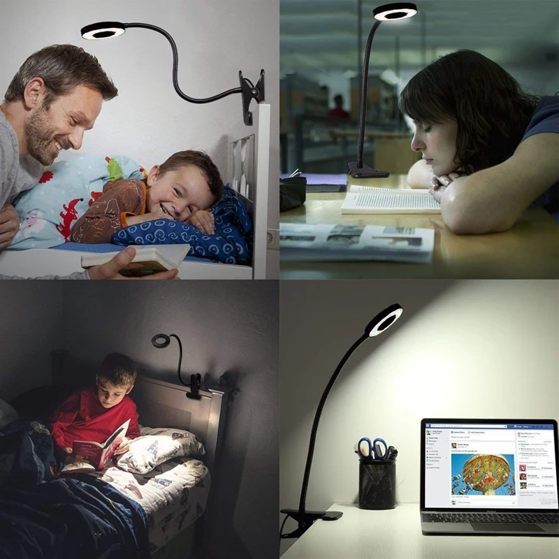 

BMBY-Book Reading Light In Bed - Clip On Lamp With 3 Brightness, Great For Bedside, Makeup Mirror, Headboard, Office, Desk, Dorm