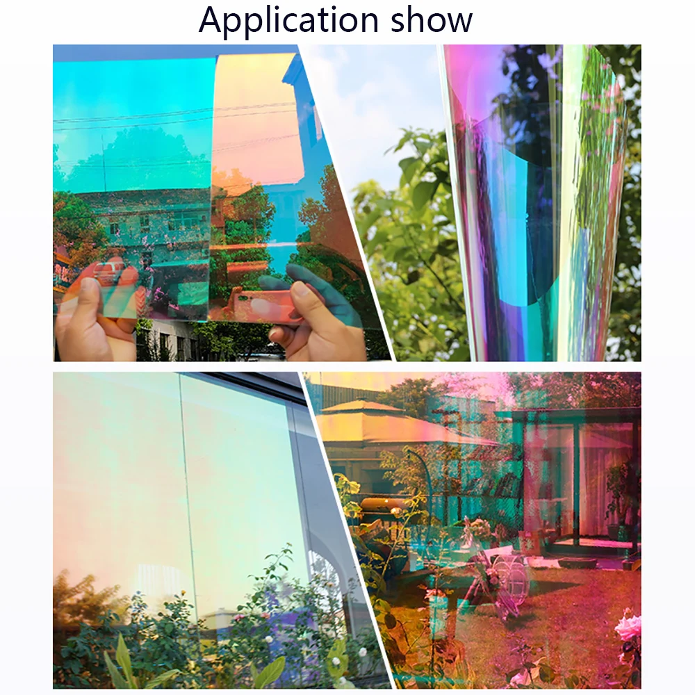 Sunice Chameleon Window Film Colorful Window Tint for Home Office Rainbow Color Glass Vinyl Self Adhesive Stained Glass Films