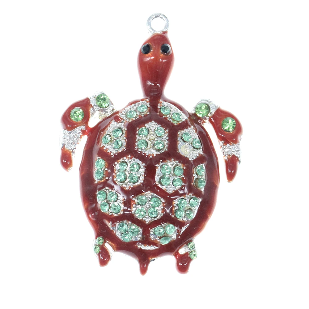 

10pcs/lot Fashion Jewelry Rhinestone Animal Turtle Shape Pendant For Necklace
