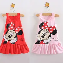 Модное летнее платье с героями мультфильмов для маленьких девочек; детская одежда без рукавов; вечерние платья