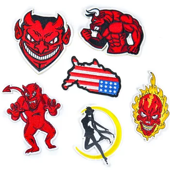 

new arrival Cartoon Devil Pattern Patch Embroidered punk biker girl Patches Clothes Stickers Apparel Accessories Badge
