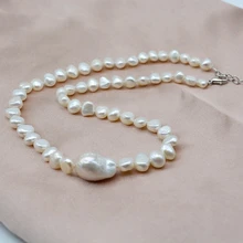 The only baroque necklace, natural white freshwater pearl, short chain, new jewelry, ladies pearl necklace