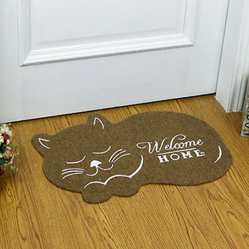 Brown Cat 38*58 см коврик 3D кошка домашний коврик, напольный ковер неправильный ковер из полиэстера ковер Противоскользящий кухонный Открытый коврик для ног передняя дверь коврик - Цвет: Brown Cat