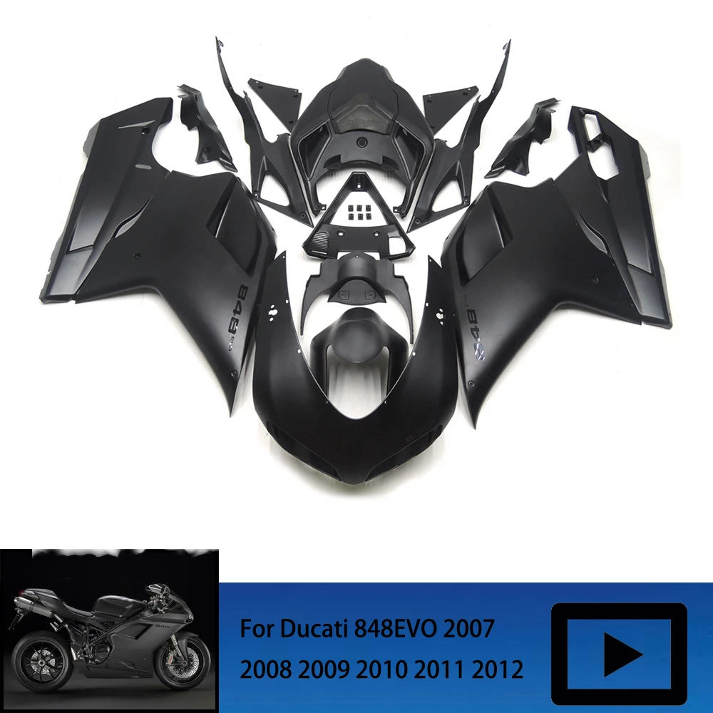 

Для Ducati 848 Evo полный распылитель ABS Мотоциклетный комплект обтекателей 2007 2008 2009 2010 2011 2012 черный красный цвет