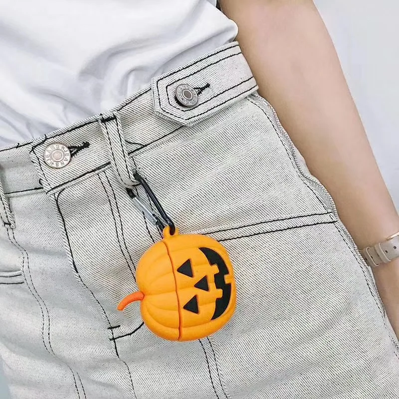 

Halloween Pumpkin Soft Silicone Cover Case for Airpod Bluetooth Earphones GV99