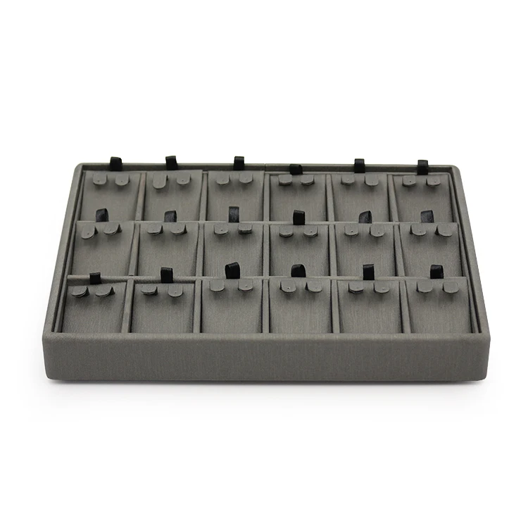 

TA MINGREN Grey Pu Leather Stackable Jewelry Tray Showcase Display Showcase