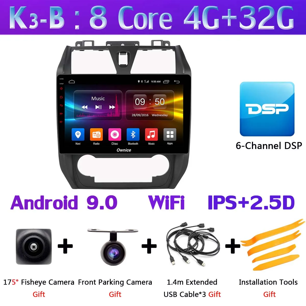 K3-B Ownice 10," K1 K3 K5 K6 автомобильный dvd-плеер для Geely Emgrand EC7 EC715 EC7-RV EC718 2012- радио gps CarPlay DSP 360 ° панорамный - Цвет: K3-B