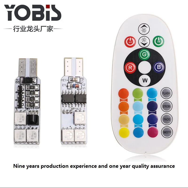 RGB с пультом дистанционного управления T10-6SMD 5050 Автомобильные габаритные огни мигающие лампы