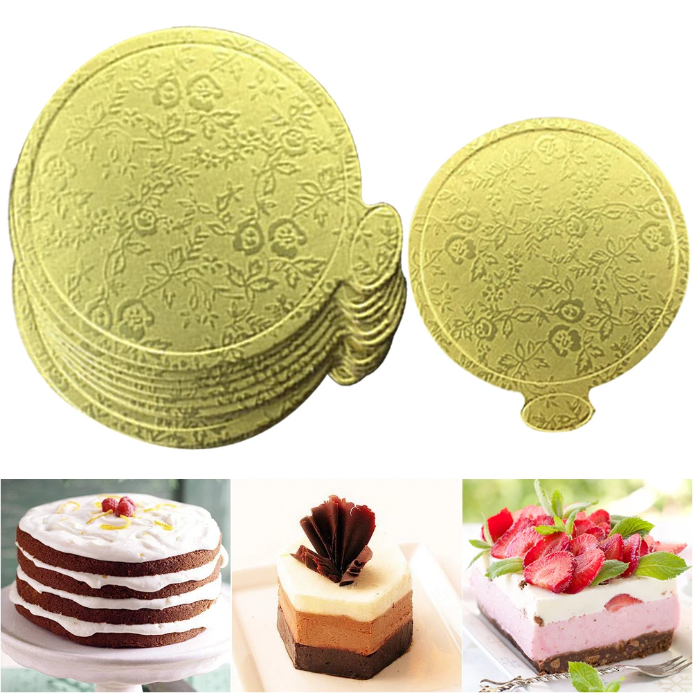 100Pcs For Cake Making Decorative Kit Eco-friendly Cake Board Round Gold Thick Lightweight